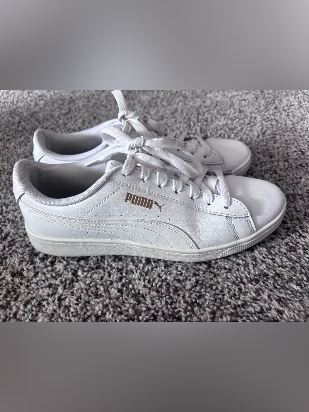 Puma White Sneakers with Gold Accent